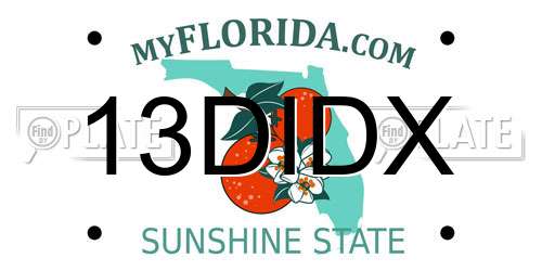 13DIDX Florida License Plate