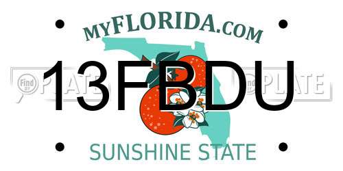 13FBDU Florida License Plate