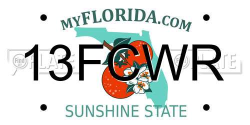 13FCWR Florida License Plate