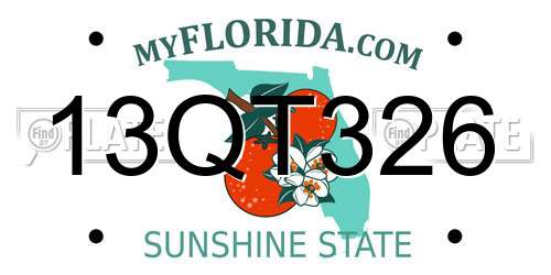 13QT326 Florida License Plate