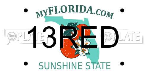 13RED Florida License Plate