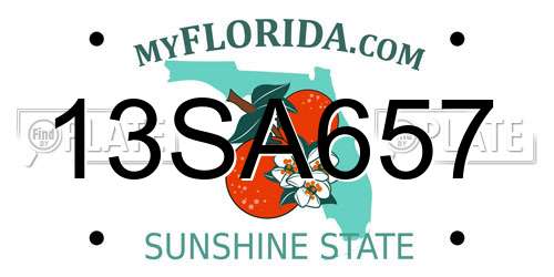 13SA657 Florida License Plate