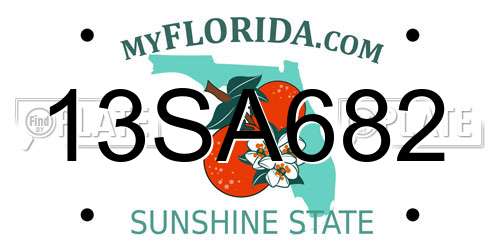 13SA682 Florida License Plate