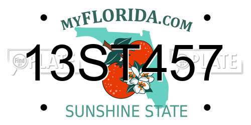 13ST457 Florida License Plate