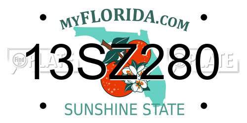 13SZ280 Florida License Plate