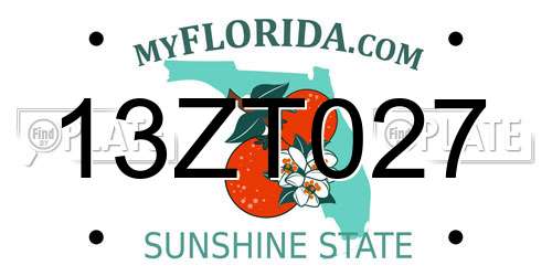 13ZT027 Florida License Plate