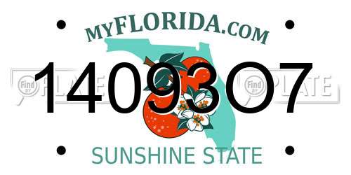 14093O7 Florida License Plate