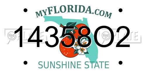 14358O2 Florida License Plate