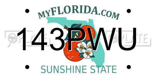 143PWU Florida License Plate