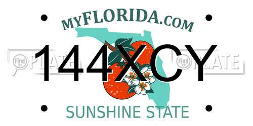 144XCY Florida License Plate