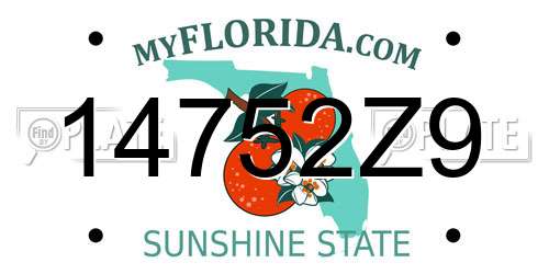 14752Z9 Florida License Plate
