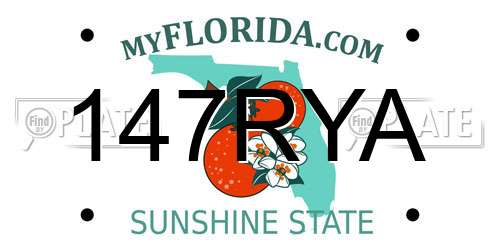 147RYA Florida License Plate