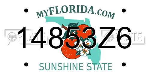 14853Z6 Florida License Plate