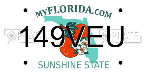 149VEU Florida License Plate