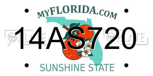 14AS720 Florida License Plate