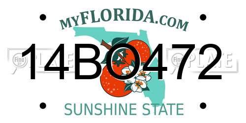 14BO472 Florida License Plate