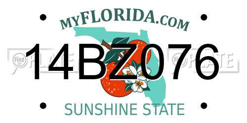14BZ076 Florida License Plate