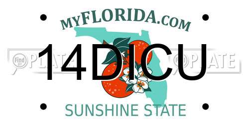14DICU Florida License Plate