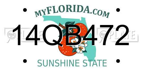 14QB472 Florida License Plate