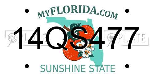 14QS477 Florida License Plate