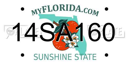 14SA160 Florida License Plate