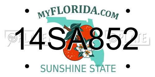 14SA852 Florida License Plate