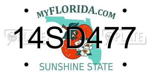 14SD477 Florida License Plate