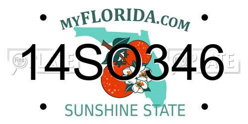 14SO346 Florida License Plate