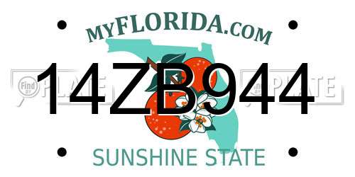 14ZB944 Florida License Plate