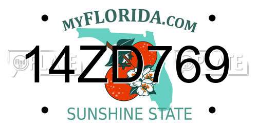 14ZD769 Florida License Plate