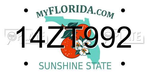 14ZT992 Florida License Plate