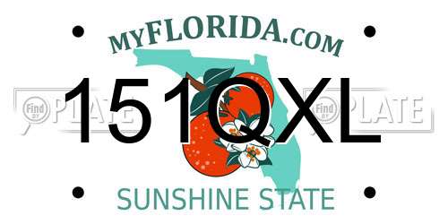 151QXL Florida License Plate