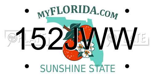 152JWW Florida License Plate