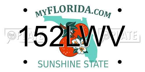 152LWV Florida License Plate