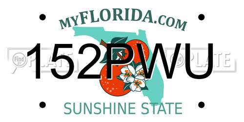 152PWU Florida License Plate