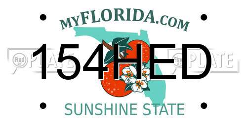 154HED Florida License Plate
