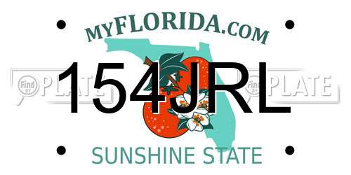 154JRL Florida License Plate