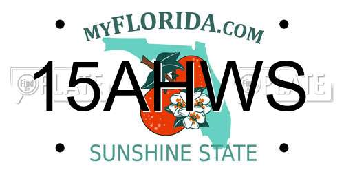 15AHWS Florida License Plate