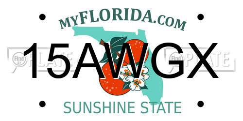 15AWGX Florida License Plate