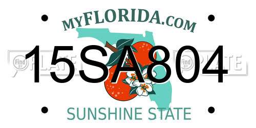 15SA804 Florida License Plate