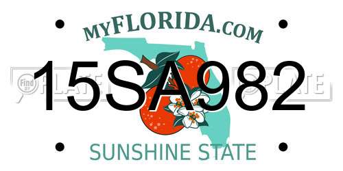 15SA982 Florida License Plate