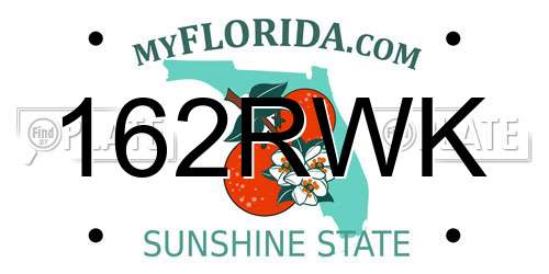 162RWK Florida License Plate