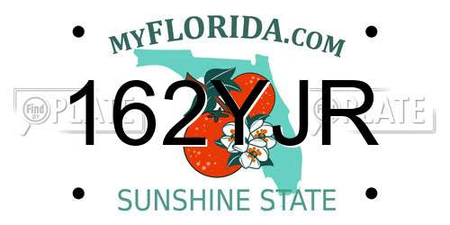 162YJR Florida License Plate
