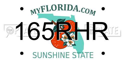 165RHR Florida License Plate