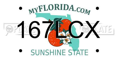 167LCX Florida License Plate