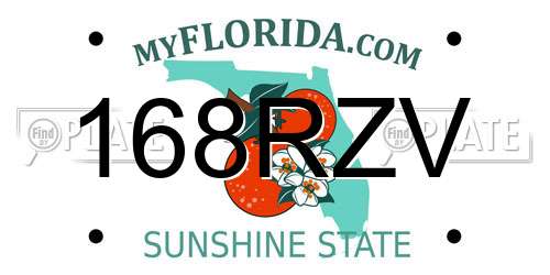 168RZV Florida License Plate