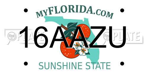 16AAZU Florida License Plate