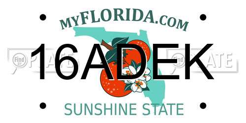 16ADEK Florida License Plate