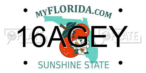 16AGEY Florida License Plate