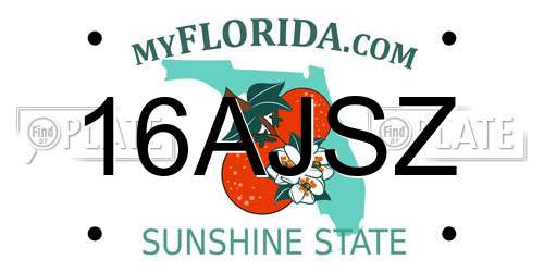 16AJSZ Florida License Plate